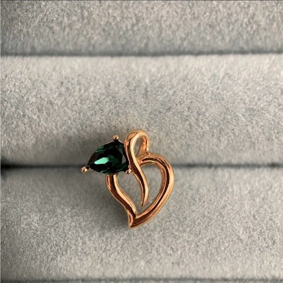 Estate designer Krementz 14k SOLID gold emerald earring 1pc single not a pair - Picture 4 of 8